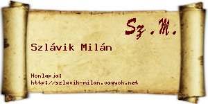 Szlávik Milán névjegykártya