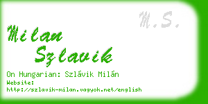 milan szlavik business card